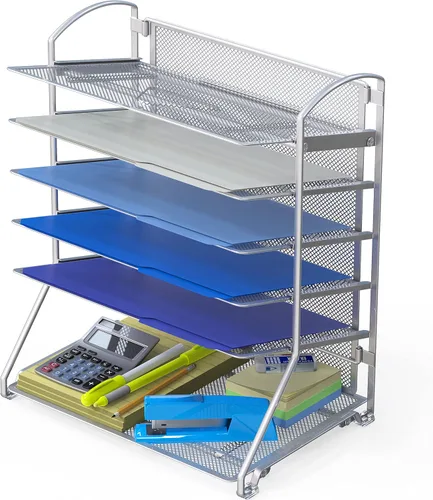 Vista 12 de SimpleHouseware - Bandeja organizadora para documentos de escritorio con 6 bandejas Bandeja de cartas de escritorio que ahorra espacio