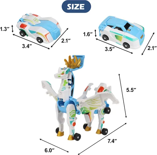 Vista 5 de Juguete de automóvil de dinosaurio que se transforma en colisión, 2 autos magnéticos que se transforman en juguetes de dinosaurio para niños, niñas