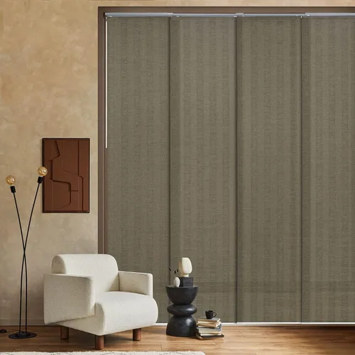 Vista 7 de Persianas verticales ajustables para puertas corredizas de vidrio, de 45.8" a 86" de ancho, hasta 96" de alto, riel extensible para persianas