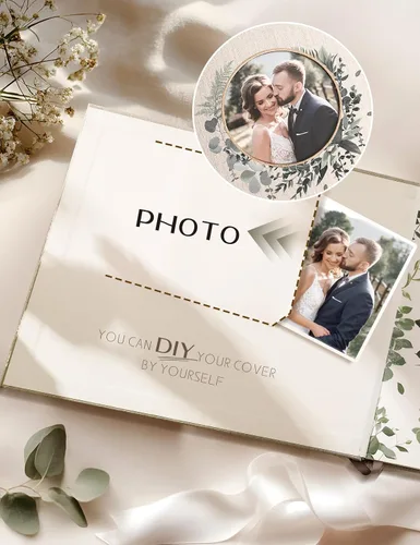 Vista 3 de Libro de invitados de boda, Libro de invitados para recepción de boda, Libro de invitados Polaroid para boda de 100 páginas en papel con tapa dura