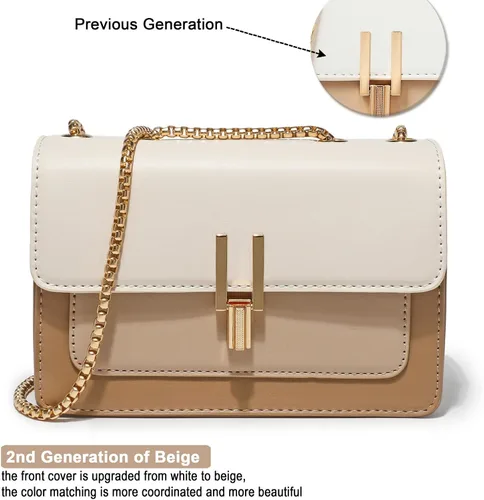 Vista 2 de Bolsos cruzados de cuero con bloques de color para mujer, bolsos cruzados de cuero, bolsos de diseñador lindos, bolso de hombro, tamaño mediano