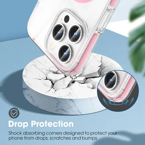 Vista 6 de MATEPROX Fundas magnéticas transparentes para iPhone 15 Pro Max, compatibles con MagSafe, transparente, a prueba de golpes, delgada, a prueba