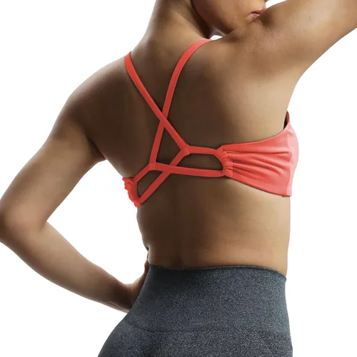 Vista 2 de Aoxjox Brasier deportivo de entrenamiento para mujer, camiseta sin mangas con espalda cruzada, fruncida, con relleno, para yoga