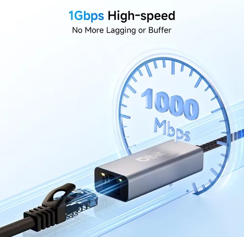 Vista 2 de DBIT Adaptador USB a Ethernet, adaptador de red LAN USB 3.0 a Gigabit Ethernet sin controlador, adaptador de Internet RJ45 compatible con MacBook