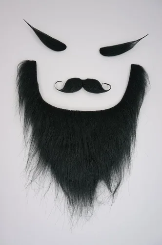 Vista 4 de Mustaches Fake Facial Hair Set, Beard, Eyebrows, Self-Adhesive Rey medieval negro