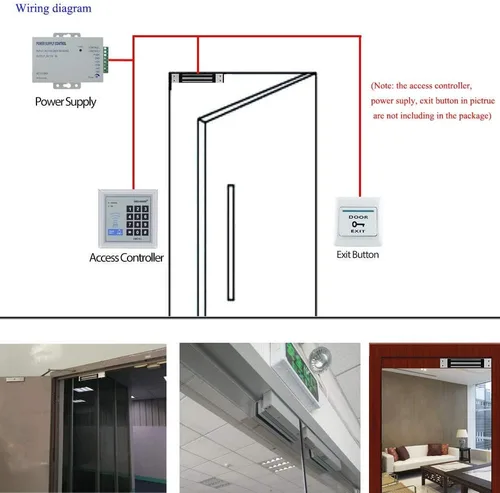 Vista 7 de Cerradura electromagnética eléctrica de 180 kg 350 libras de fuerza de retención, electroimán de 12V, modo seguro NC, puerta única para sistema