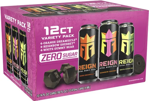 Vista 3 de REIGN Total Body Fuel - Paquete variado de combustible, naranja Dreamsicle, sorbete Reignbow, osito de goma blanca, bebida para fitness