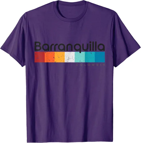 Vista 67 de Barranquilla Colombia - Camiseta de diseño vintage de estilo retro, Blanco, S