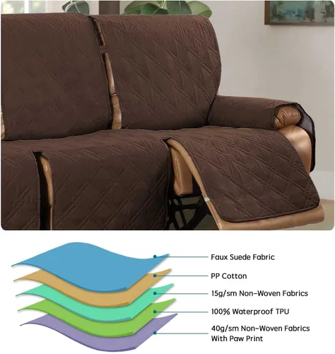 Vista 4 de Beacon Pet Funda para silla reclinable, funda elástica para sofá reclinable de 2/3 plazas, funda impermeable con bolsillos, protector de muebles