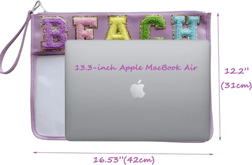 Vista 4 de HAIBOLAN Monogram Clear Stadium Purse Bag Chenille Letter Travel Patch Pouch Snack Makeup Wristlet