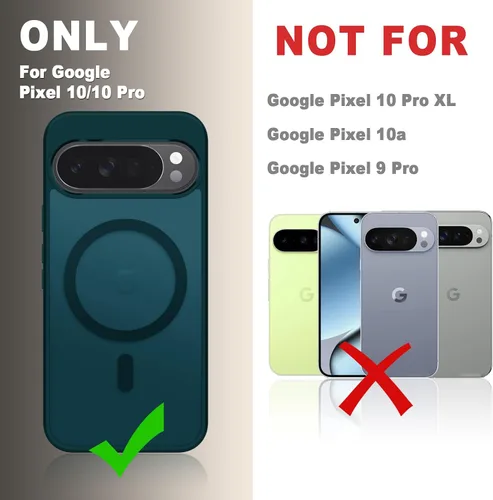 Vista 353 de Funda para Google Pixel 10 Pro XL, cubierta magnética mate, color negro Fit for MagSafe, Screen Protector included, Shockproof Military Grade