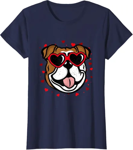 Vista 32 de Bulldog Valentine - Camiseta para amantes de las gafas de sol para perros, Negro