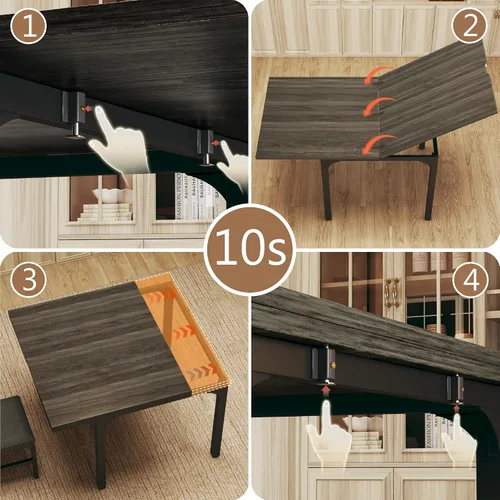 Vista 5 de Juego de mesa de comedor de 7 piezas para 4-6, sillas extensibles para mesa de cocina, juego de 6 con 6 sillas, mesa de comedor rectangular