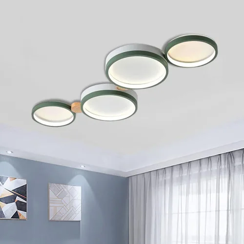 Vista 15 de Lámpara de techo LED de 3 luces, 22 pulgadas, moderna lámpara de techo empotrada de madera de 20 W regulable para sala de estar, dormitorio, cocina
