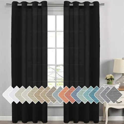 Vista 72 de H.VERSAILTEX Cortinas de lino de mezcla natural para sala de estar/cortinas de lino semitransparentes reductoras de luz de 54 pulgadas de largo