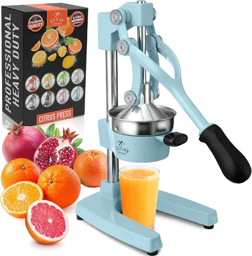 Vista 10 de Zulay Kitchen Exprimidor de hierro fundido, exprimidor de naranja resistente con coladores desmontables para una fácil limpieza, prensa de cítricos