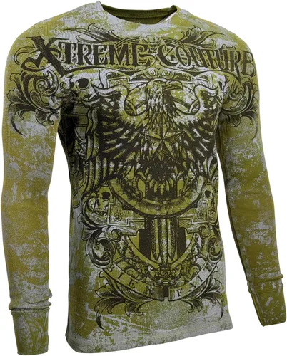 Vista 6 de Xtreme Couture by Affliction - Camisa térmica de manga larga para hombre Verde militar (Patrón)