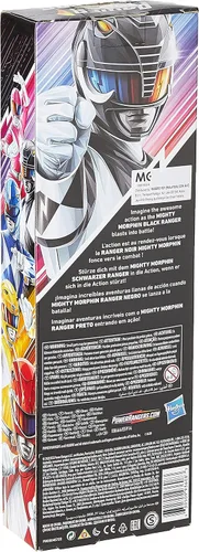 Vista 4 de Power Rangers Mighty Morphin Black Ranger - Figura de acción de 12 pulgadas inspirada en el programa de televisión clásico, con accesorio de hacha