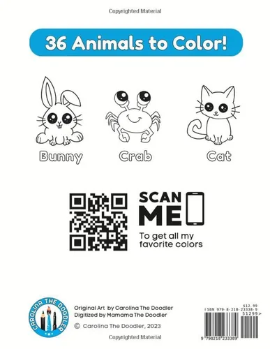 Vista 2 de Animal Doodles a simple coloring book by Carolina The Doodler