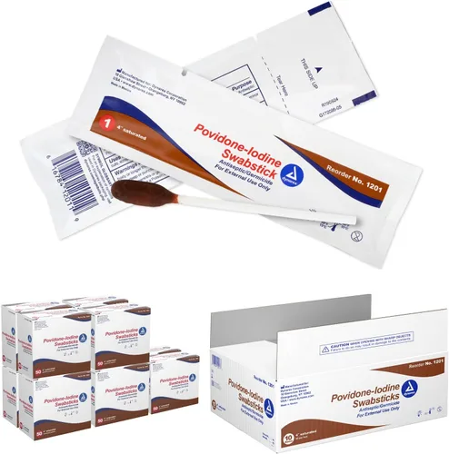 Vista 9 de Dynarex Hisopos de yodo de povidona, hisopos empaquetados en paquete individual de papel de aluminio, antiséptico para preparación de la piel