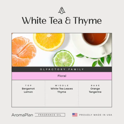 Vista 2 de AromaPlan Hotel Scents White Tea & Thyme, 5 onzas líquidas (5.0 fl oz), aceite difusor de aroma y fragancia de hotel de lujo para el hogar, aceite