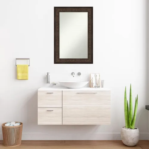 Vista 234 de Amanti Art Espejo de pared personalizado no biselado (25 x 25 pulgadas), marco de bronce acentuado, varios tamaños personalizados, espejo de baño