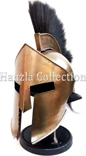 Vista 2 de Armour Medieval Rey Leónidas Griego Espartano de 300casco romano sobre soporte de madera