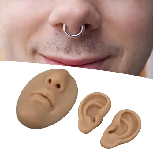 Vista 6 de Modelo de silicona para nariz, modelo de entrenamiento de piercing, modelo de oreja de silicona para principiantes, modelo de nariz y boca 3D