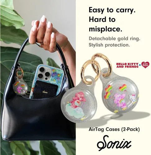 Vista 2 de Sonix x Sanrio - Fundas para Apple AirTags con llavero (Care Bears + Hello Kitty & Friends)