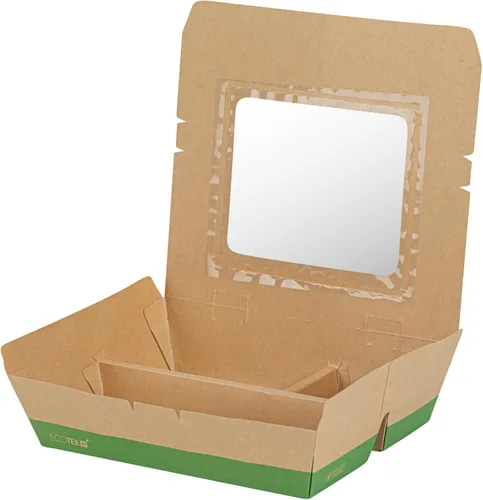 Vista 2 de Restaurantware Caja Bento de papel de 100 unidades, 51 onzas, contenedor de papel de estraza para alimentos, caja desechable a prueba de grasa
