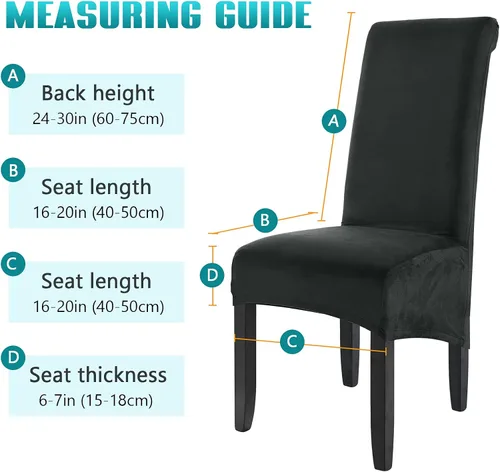 Vista 7 de ele ELEOPTION Fundas grandes de terciopelo y elastano para silla, fundas protectoras suaves y elásticas para silla, extraíbles y lavables para Negro