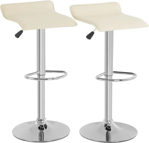 Vista 10 de BestOffice Juego de 2 taburetes de bar ajustables, taburetes de bar con modernos taburetes giratorios de piel sintética para silla de altura