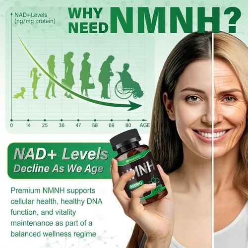 Vista 8 de Suplemento NMNH puro 120 cápsulas – 800 mg de suplementos de NMNH de alta pureza, suplemento de NAD para Boost NAD+ para energía celular
