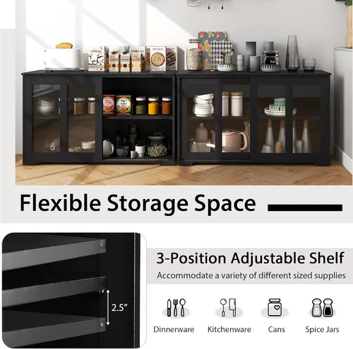 Vista 6 de Gabinete de buffet apilable, aparador de cocina moderno Negro