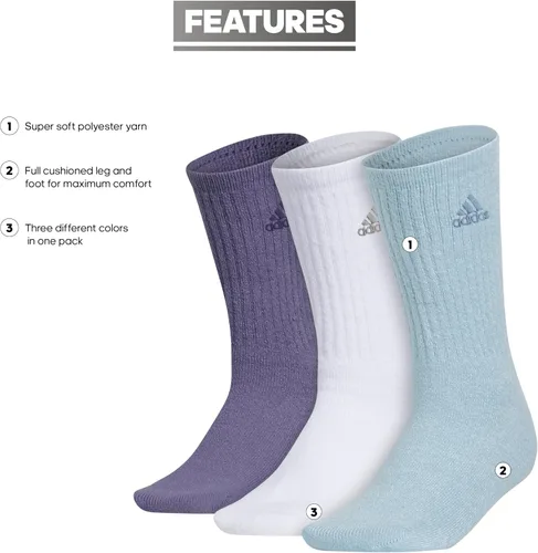 Vista 2 de adidas Calcetines altos para mujer, súper suaves, acolchados y cómodos (3 pares)