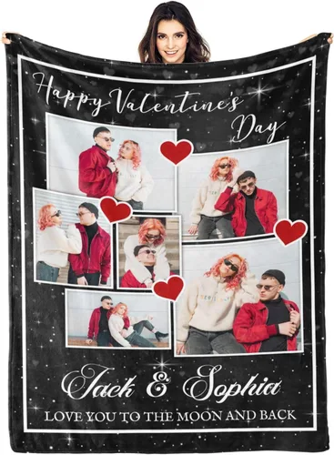 Vista 34 de D-Story Manta personalizada con fotos con cualquier texto - Mantas con imágenes personalizadas para Navidad, cumpleaños, regalos para parejas
