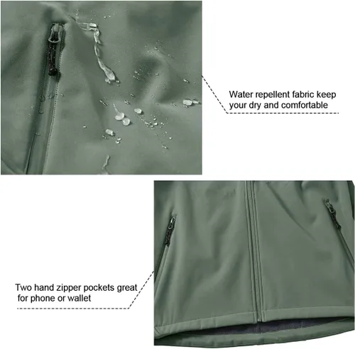 Vista 4 de Gopune Chaqueta de senderismo Softshell para hombre, con forro polar, impermeable, ligera, con capucha