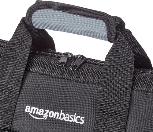 Vista 5 de Amazon Basics Base duradera resistente al desgaste, bolsa estándar pequeña con correa, 12 pulgadas, negro y gris