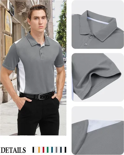 Vista 2 de Corna Men's Big and Tall Golf Polo Shirts Moisture Wicking Performance Dry Fit Collared Shirts for Men L-6XL