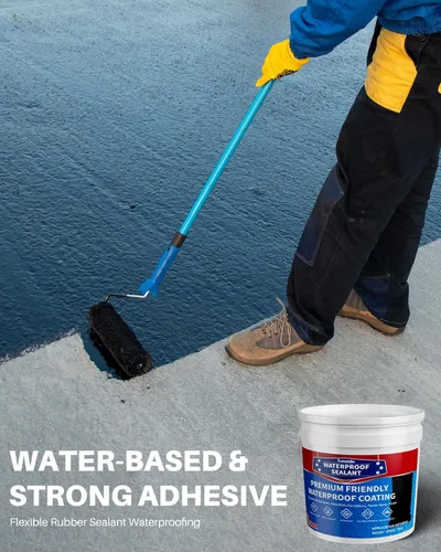 Vista 7 de Pintura de poliuretano impermeable negra, 1 galón, revestimiento sellador impermeable para techos planos y metálicos, fundaciones, concretos