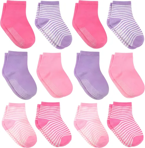 Vista 10 de Debra Weitzner Toddler Socks With Grips - 12 Pairs Crew Cotton Grip Socks for Baby Boys Girls Infant's and Kids 6-M - 7 years