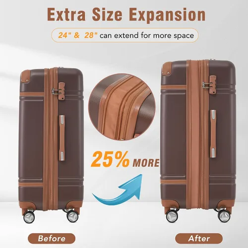 Vista 196 de Merax Equipaje, maleta extensible rígida con ruedas giratorias ligeras, Negro -, 40/48/52