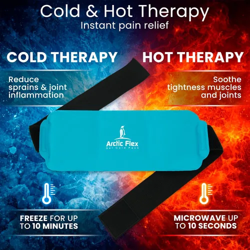 Vista 3 de Arctic Flex - Bolsa de hielo de gel reutilizable para frío y caliente con correa, terapia Lesiones, dolor, hombro, rodilla, espalda, codo y pie