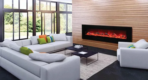 Vista 5 de Amantii Chimenea eléctrica serie montaje en pared/montaje empotrado (WM-FM-72-8123-BG), 81 pulgadas