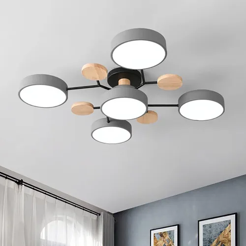 Vista 23 de Lámpara de techo LED regulable, lámpara de techo moderna de 9 pulgadas, montaje empotrado, de madera, de 12 W, lámpara blanca para sala de estar