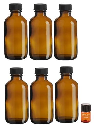 Vista 3 de Perfume Studio Juego de 6 piezas; botellas cuentagotas de vidrio ámbar de 2 onzas con una muestra de fragancia Perfume Studio de 0.07 onzas líquidas