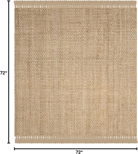 Vista 2 de Alfombra de área de yute natural tejido a mano Safavieh NF467A, de la colección de fibra natural (5 ft x 8 ft), Yute, Natural