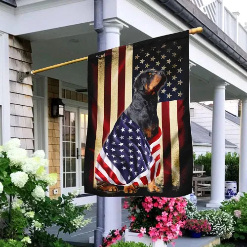 Vista 2 de FLAGWIX Bandera estadounidense Rottweiler Bandera patriota estadounidense v5, bandera de casa (29.5 x 39.5 pulgadas), banderas de Estados Unidos