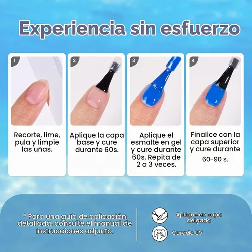 Vista 7 de Beetles - Juego de esmaltes de gel azul, Ocean Range, juego de 6 colores de esmalte de uñas de gel azul A - Azul Ocean Range