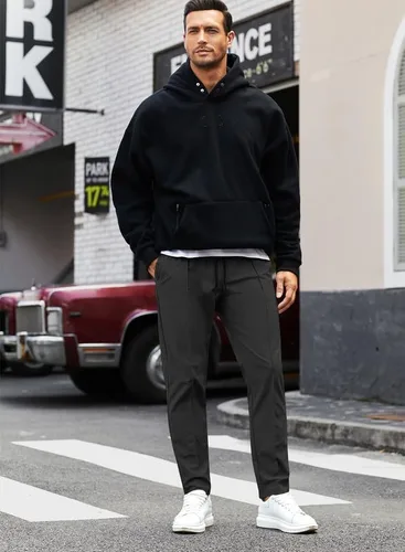 Vista 4 de JMIERR Pantalones deportivos casuales para hombre, pantalones de golf elásticos y ajustados, para correr, viajes, trabajo, pantalones chinos